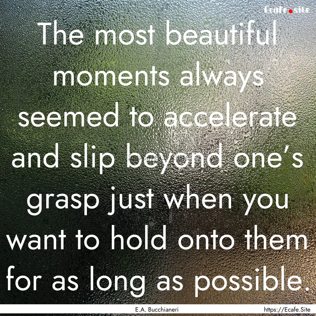 The most beautiful moments always seemed.... : Quote by E.A. Bucchianeri