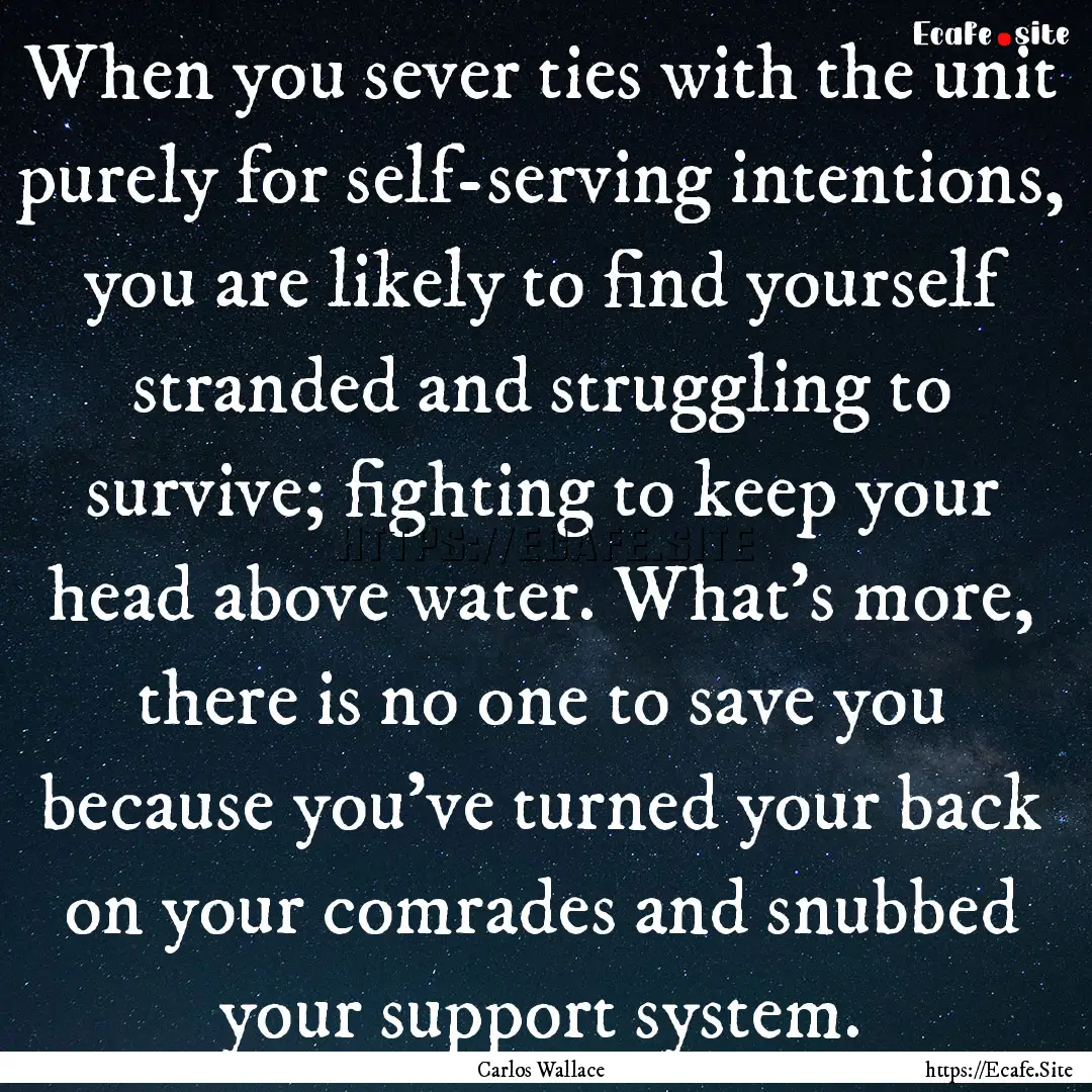 When you sever ties with the unit purely.... : Quote by Carlos Wallace