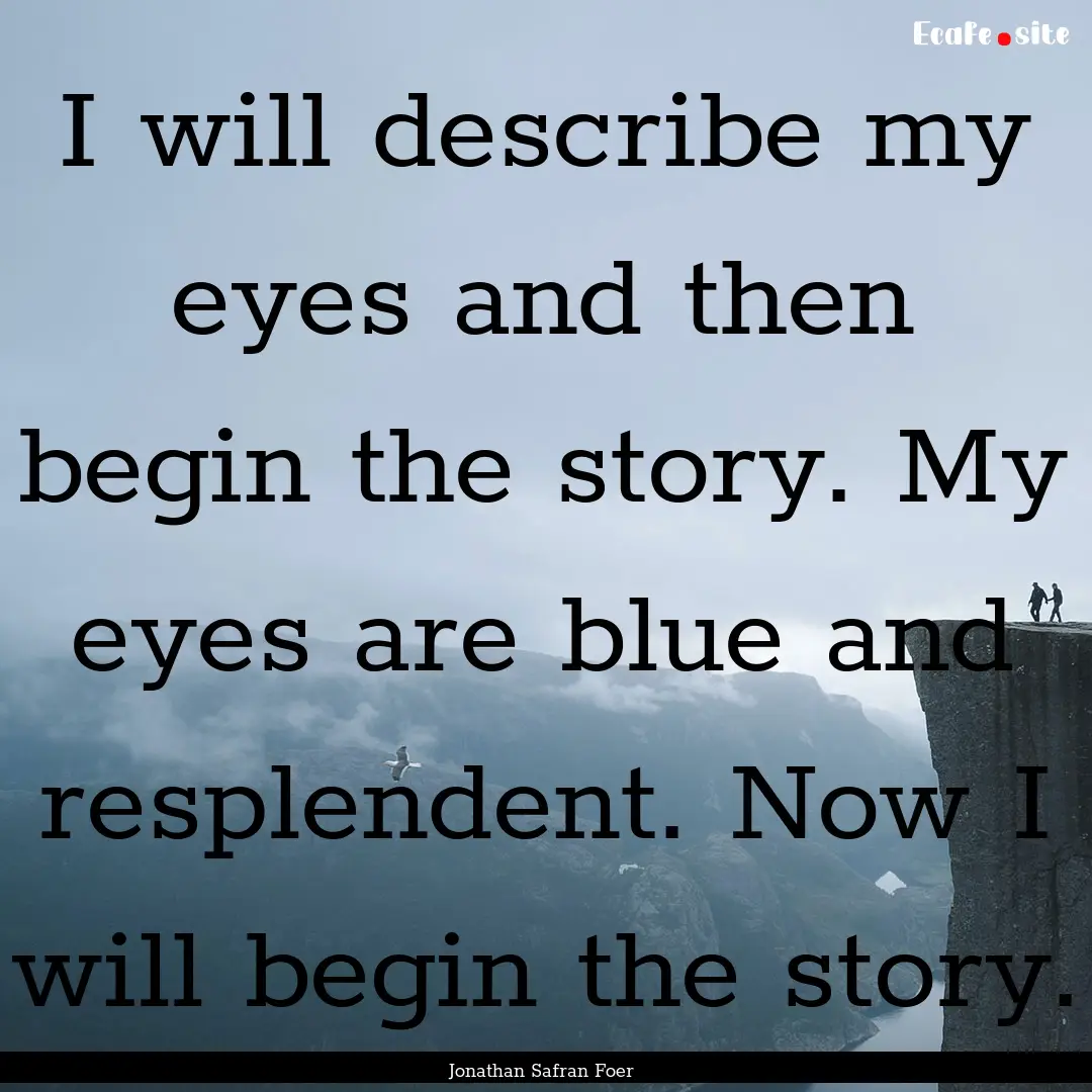 I will describe my eyes and then begin the.... : Quote by Jonathan Safran Foer