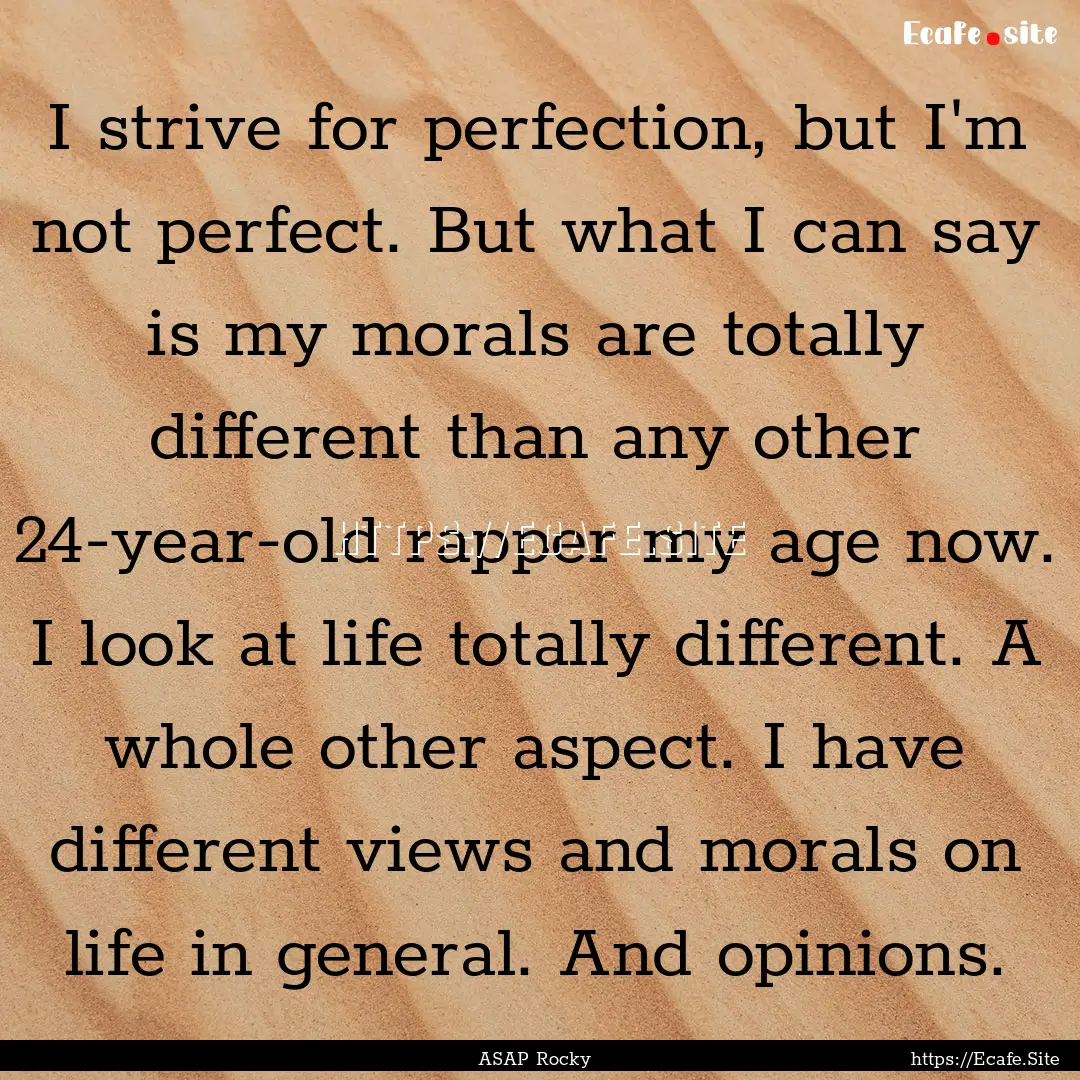 I strive for perfection, but I'm not perfect..... : Quote by ASAP Rocky