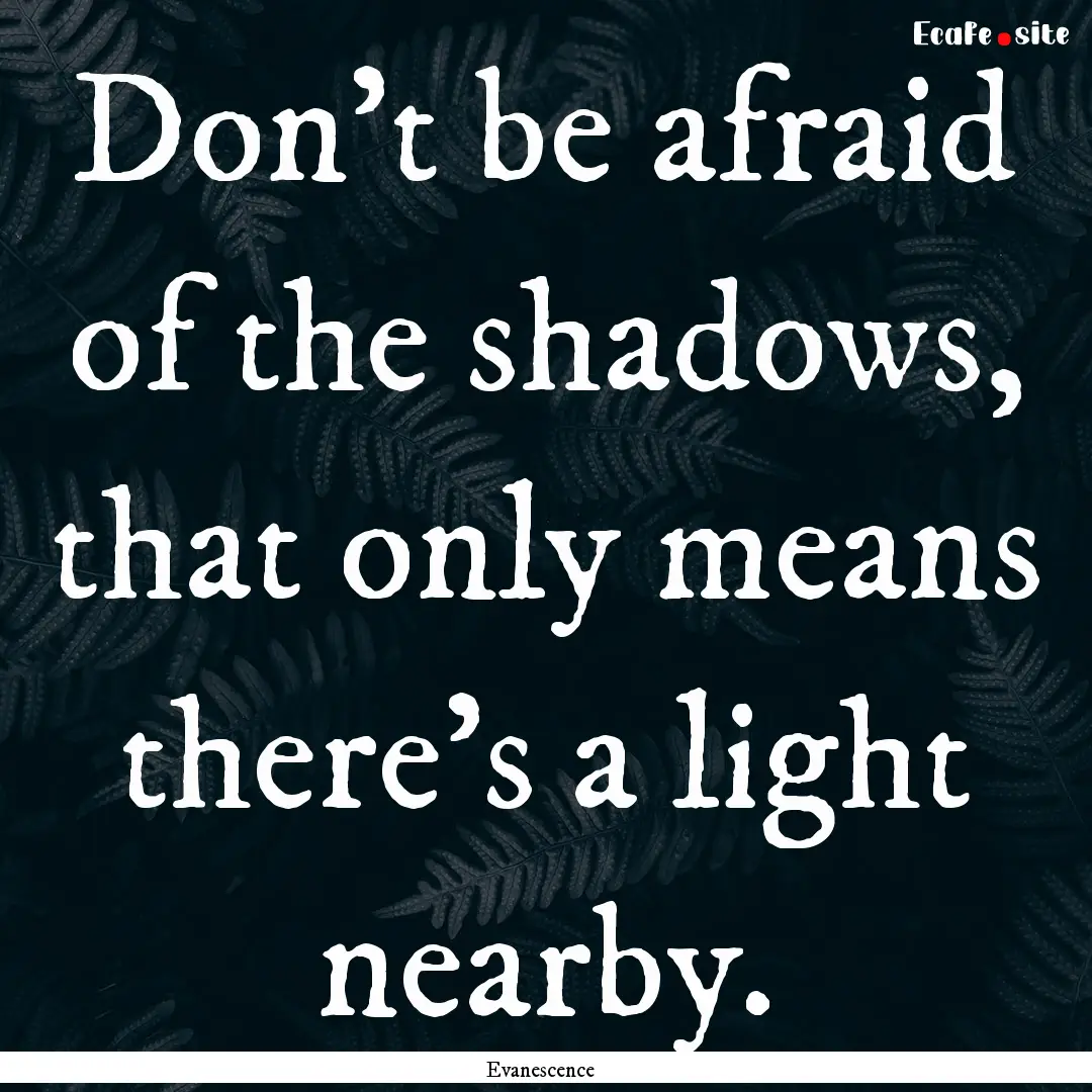 Don't be afraid of the shadows, that only.... : Quote by Evanescence