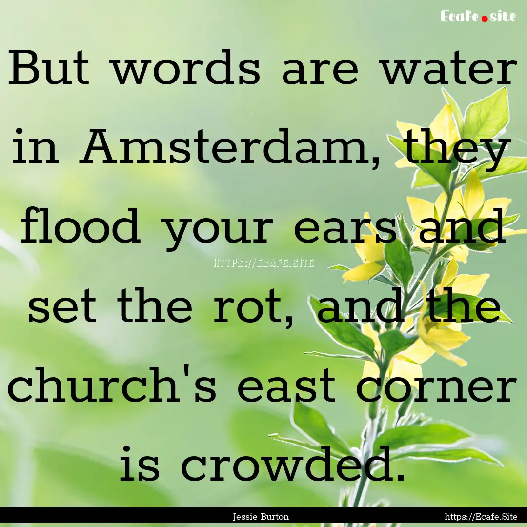 But words are water in Amsterdam, they flood.... : Quote by Jessie Burton