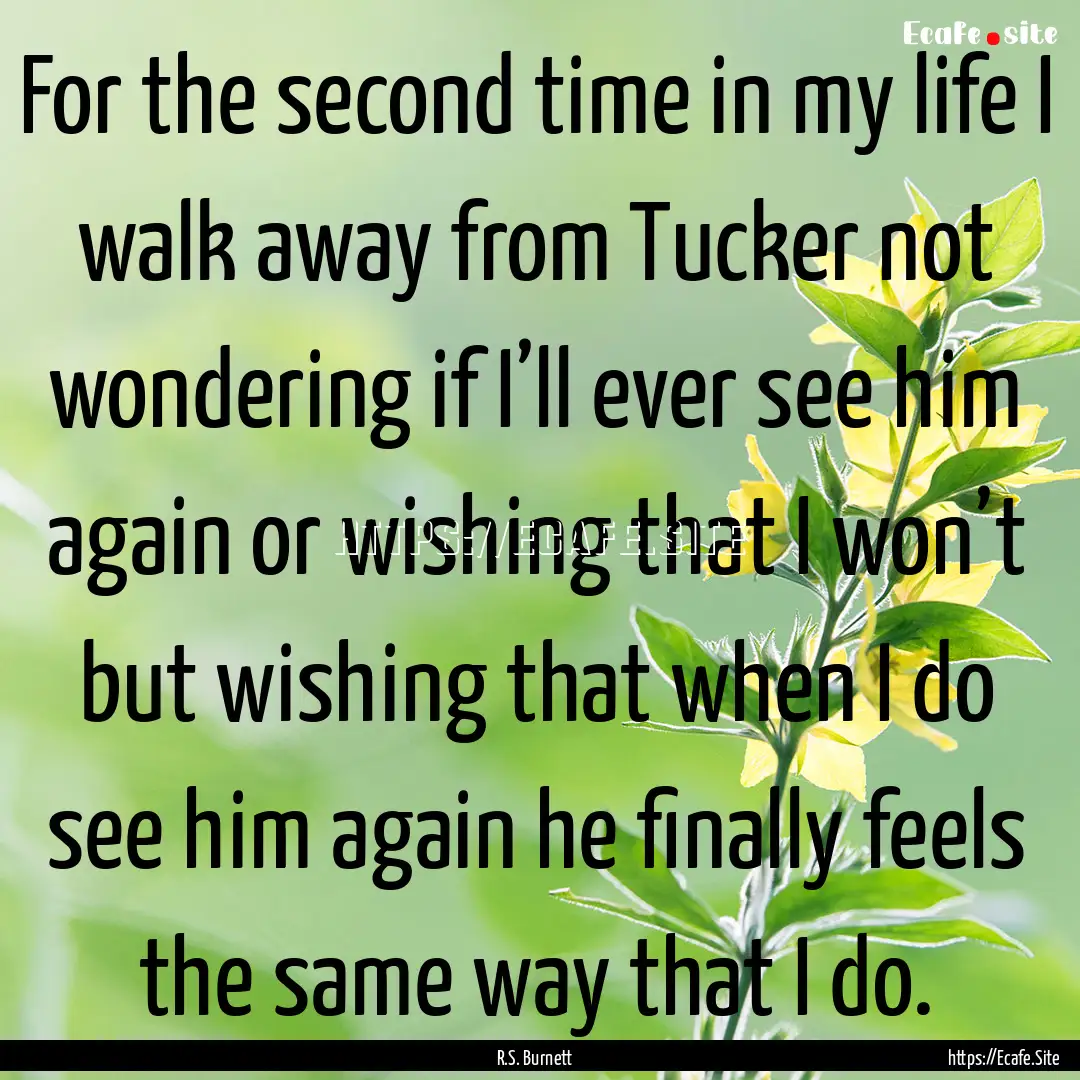 For the second time in my life I walk away.... : Quote by R.S. Burnett