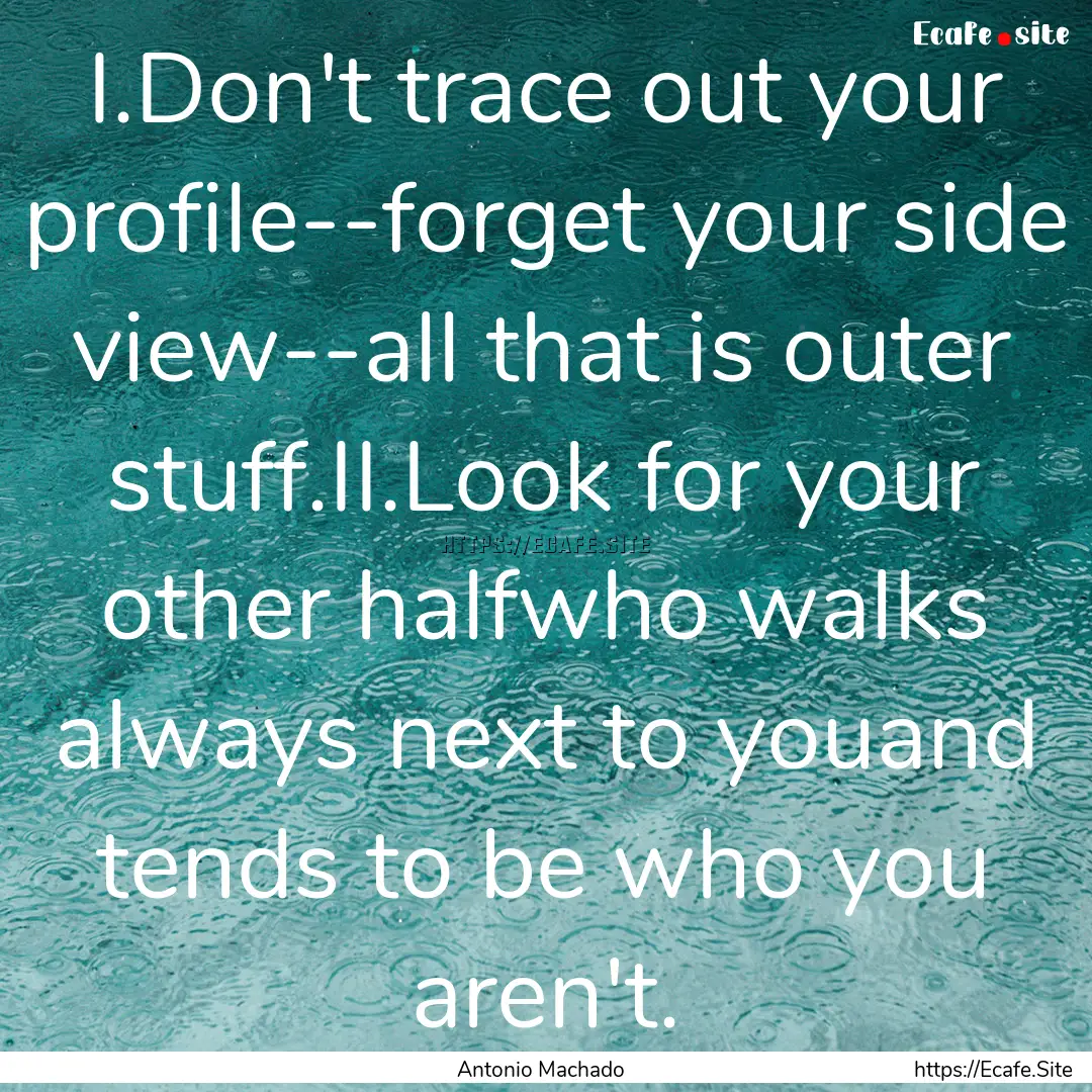 I.Don't trace out your profile--forget your.... : Quote by Antonio Machado