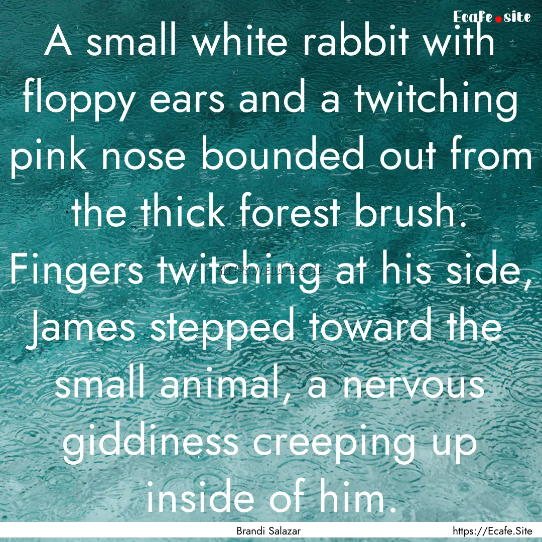 A small white rabbit with floppy ears and.... : Quote by Brandi Salazar