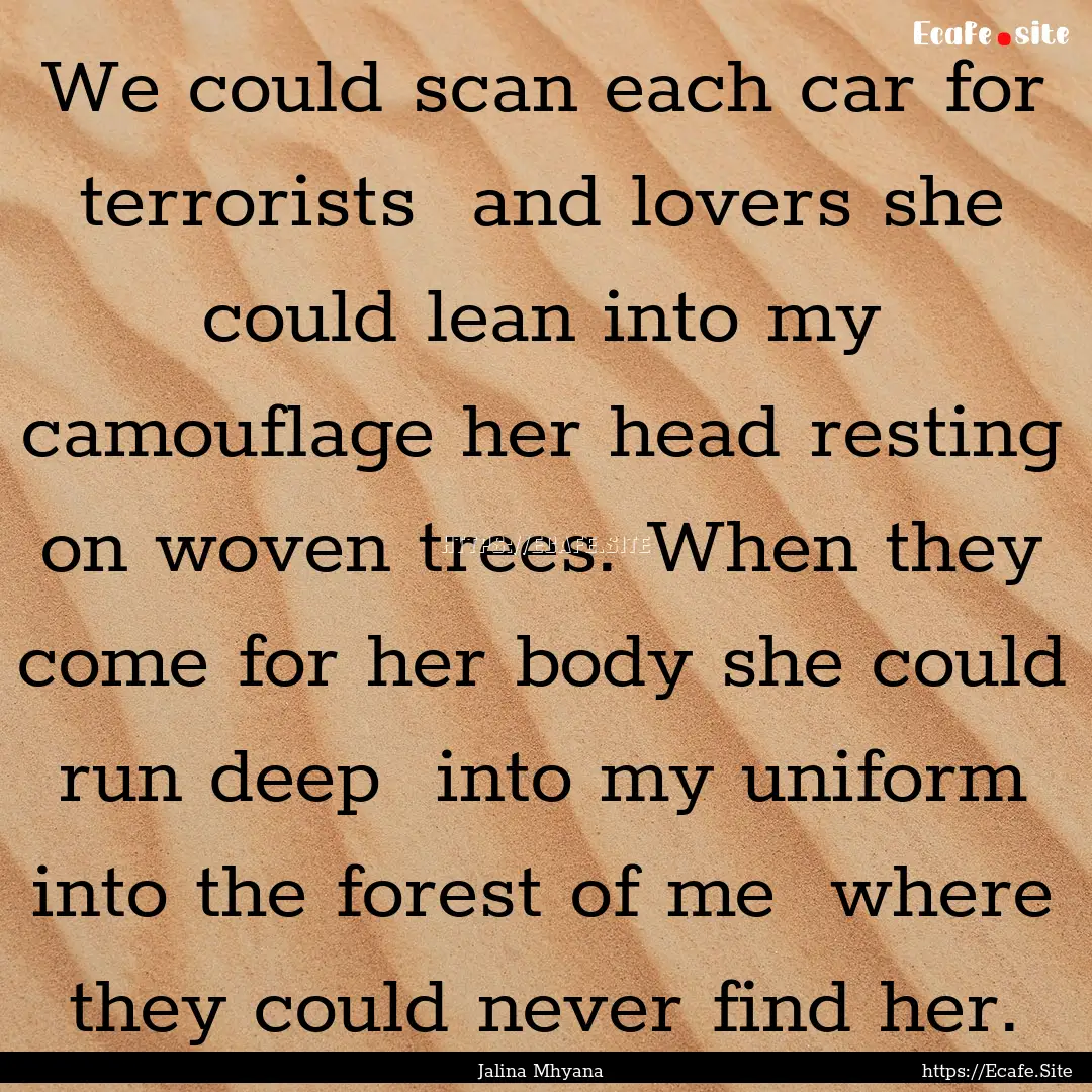 We could scan each car for terrorists and.... : Quote by Jalina Mhyana