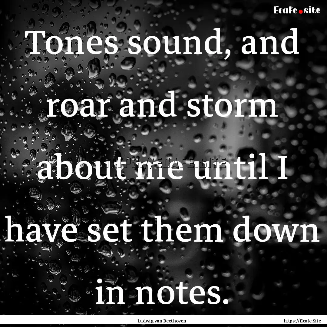 Tones sound, and roar and storm about me.... : Quote by Ludwig van Beethoven