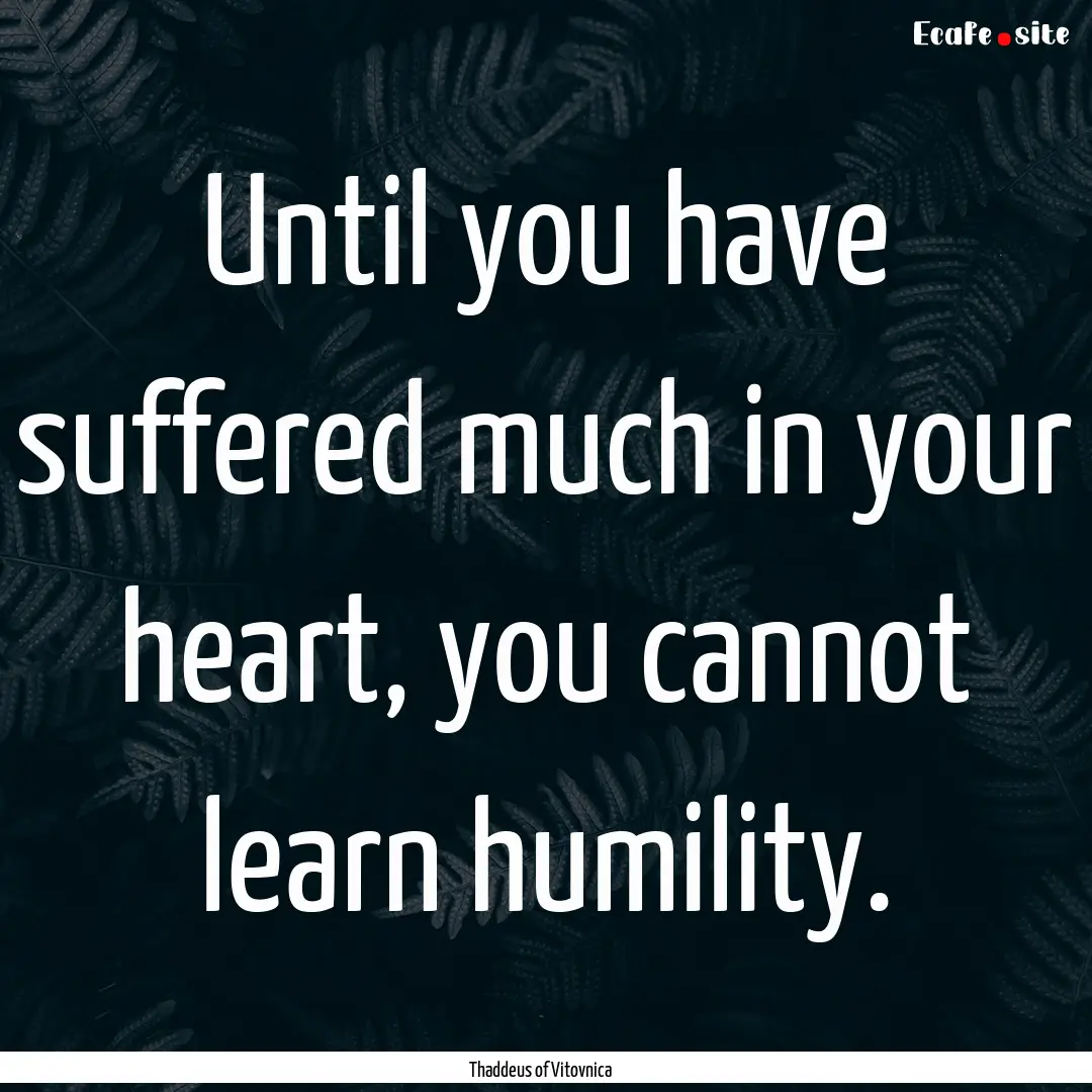 Until you have suffered much in your heart,.... : Quote by Thaddeus of Vitovnica