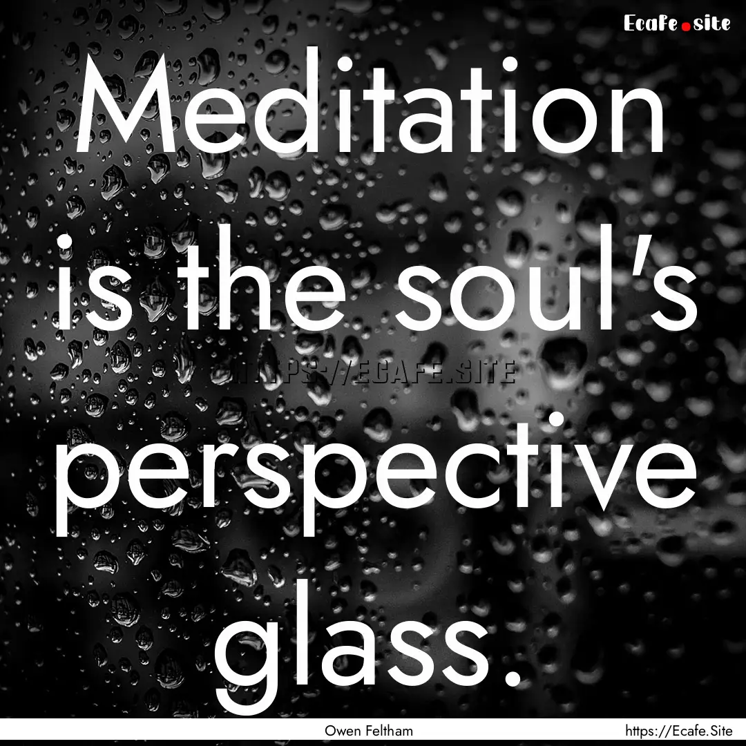 Meditation is the soul's perspective glass..... : Quote by Owen Feltham