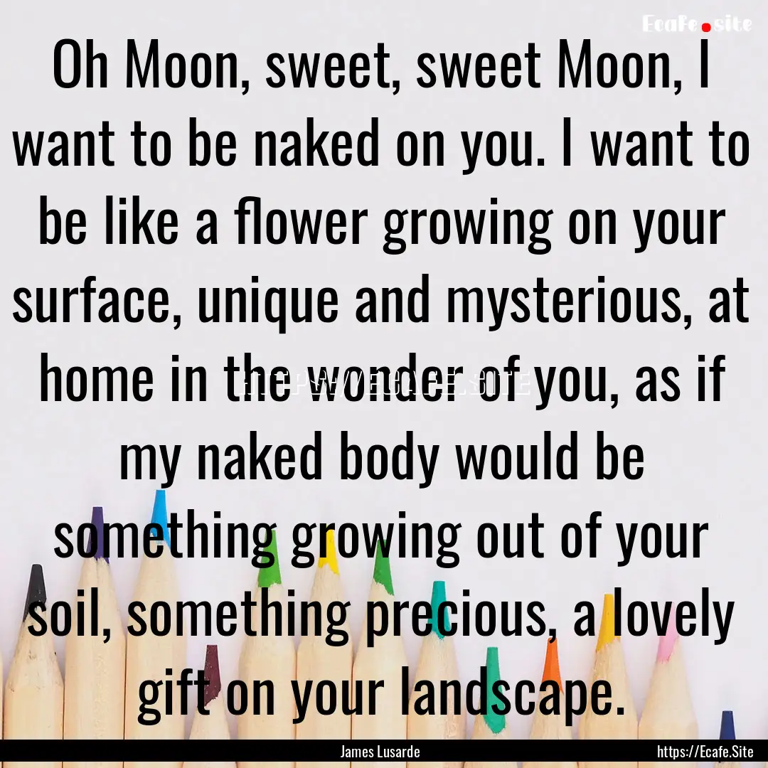 Oh Moon, sweet, sweet Moon, I want to be.... : Quote by James Lusarde