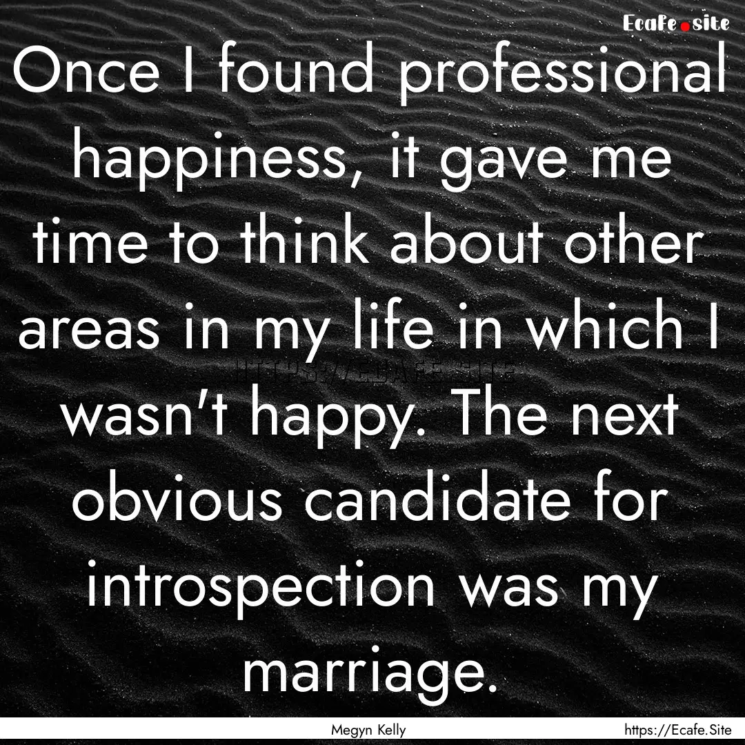 Once I found professional happiness, it gave.... : Quote by Megyn Kelly