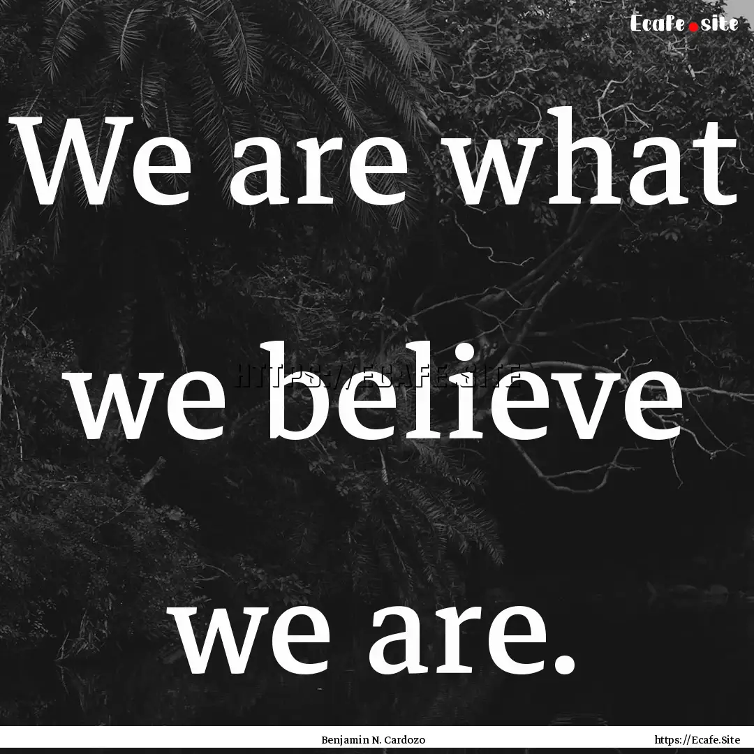 We are what we believe we are. : Quote by Benjamin N. Cardozo