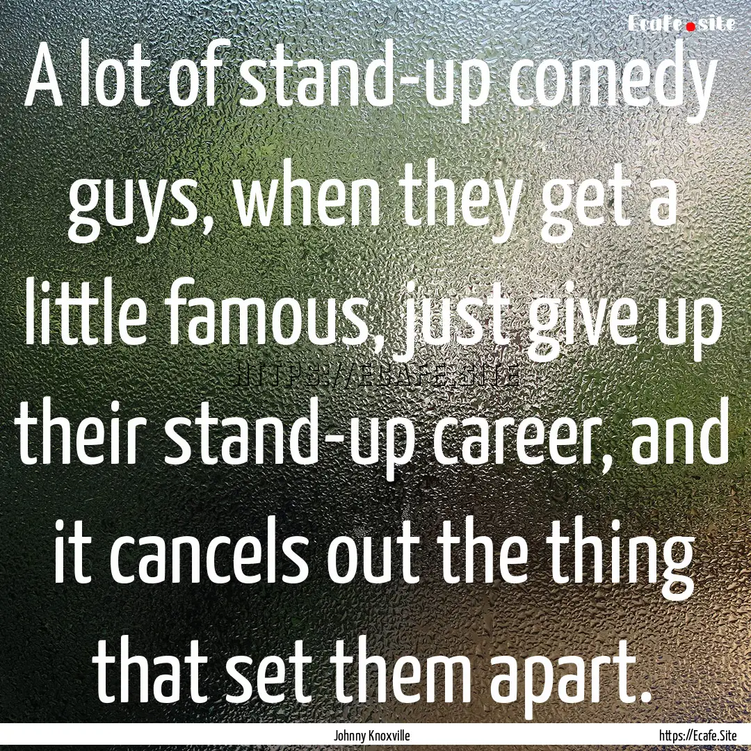 A lot of stand-up comedy guys, when they.... : Quote by Johnny Knoxville