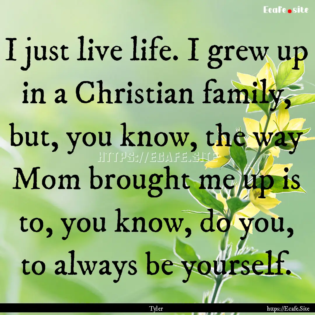 I just live life. I grew up in a Christian.... : Quote by Tyler