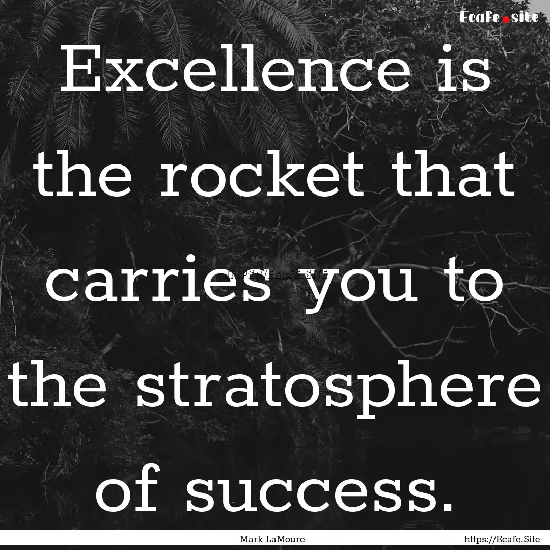 Excellence is the rocket that carries you.... : Quote by Mark LaMoure