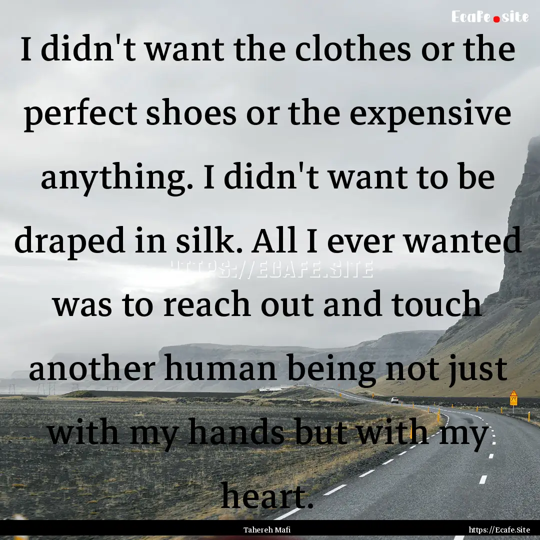 I didn't want the clothes or the perfect.... : Quote by Tahereh Mafi