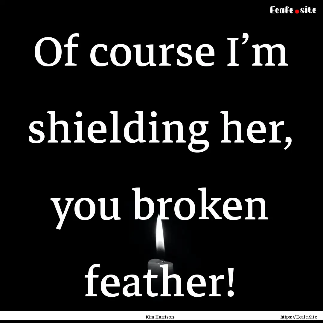 Of course I’m shielding her, you broken.... : Quote by Kim Harrison