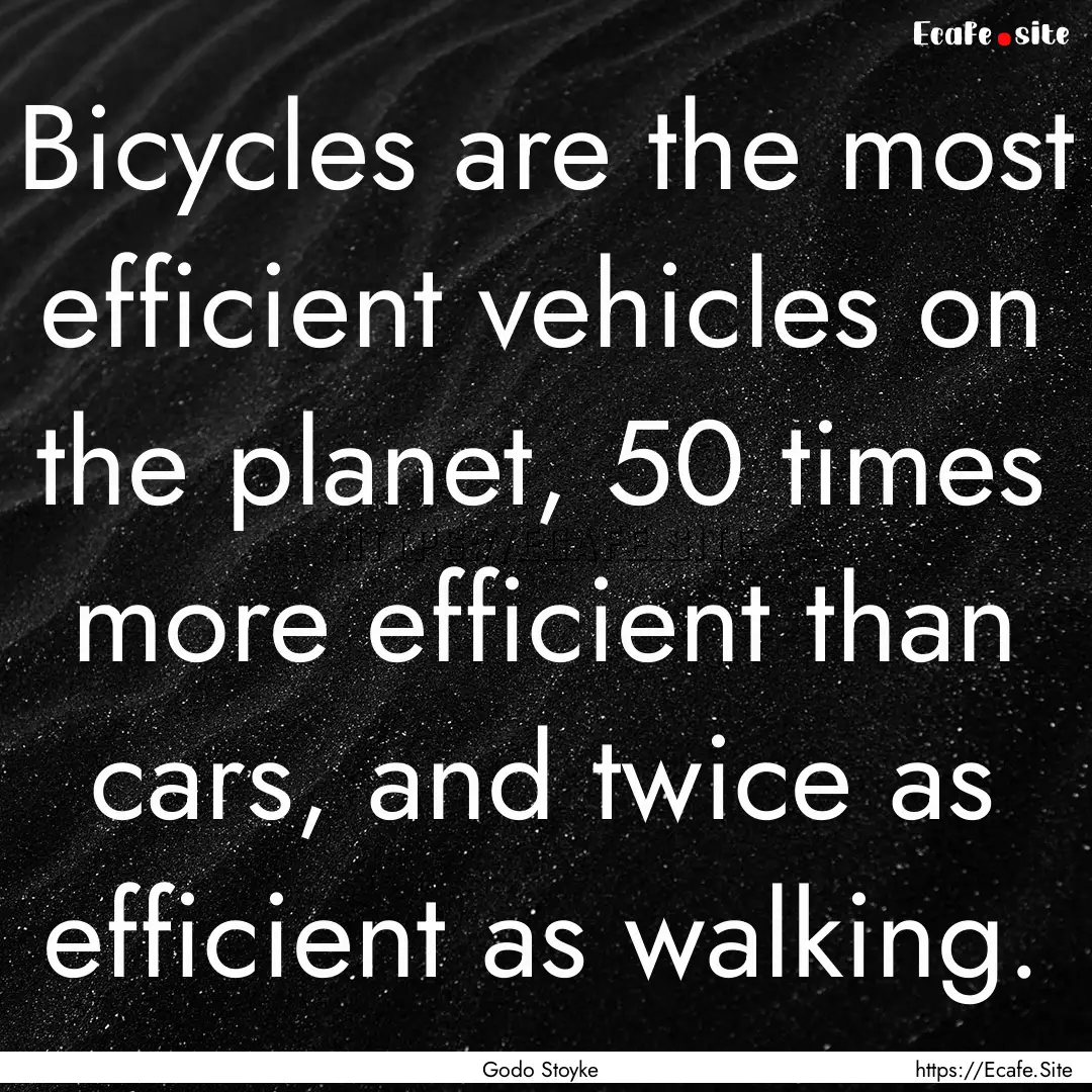 Bicycles are the most efficient vehicles.... : Quote by Godo Stoyke