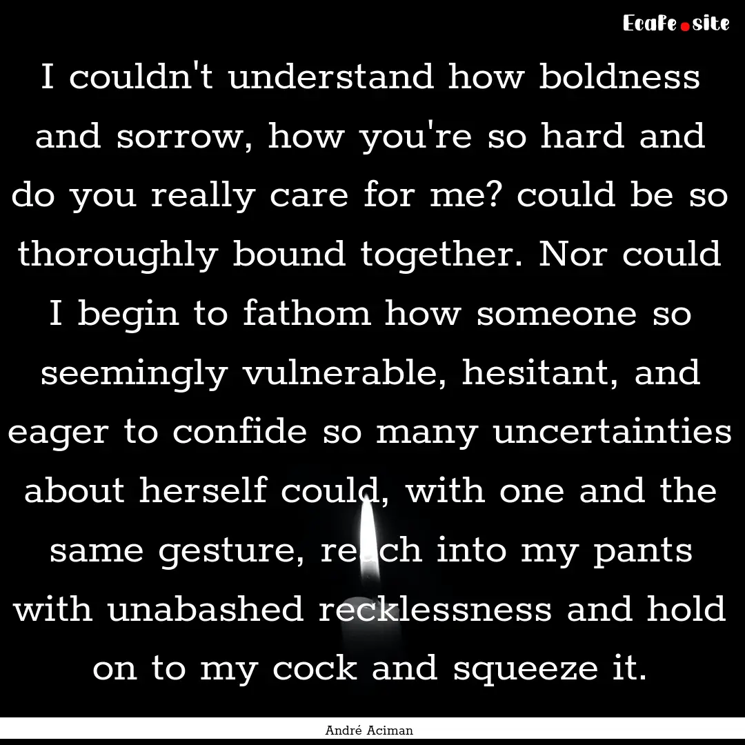 I couldn't understand how boldness and sorrow,.... : Quote by André Aciman