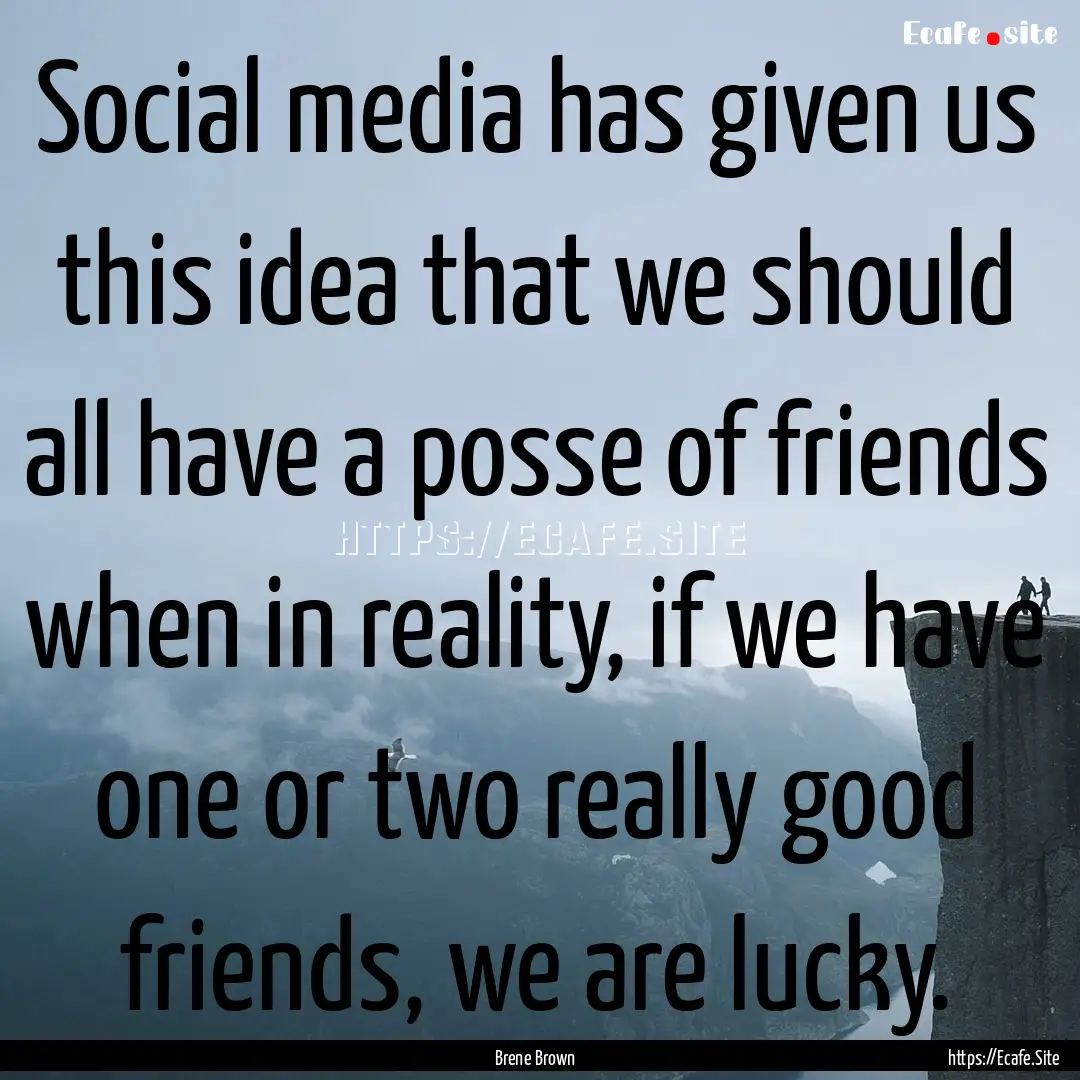 Social media has given us this idea that.... : Quote by Brene Brown