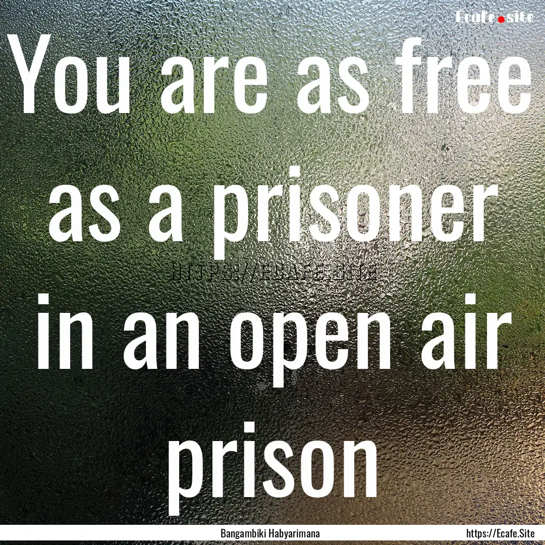 You are as free as a prisoner in an open.... : Quote by Bangambiki Habyarimana