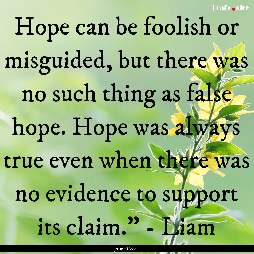 Hope can be foolish or misguided, but there.... : Quote by Jaime Reed