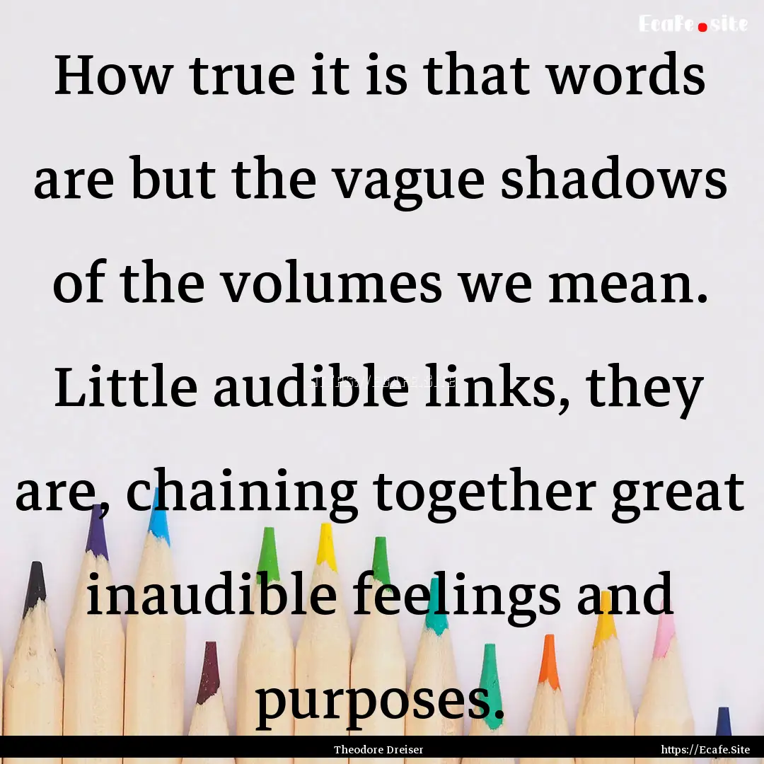 How true it is that words are but the vague.... : Quote by Theodore Dreiser