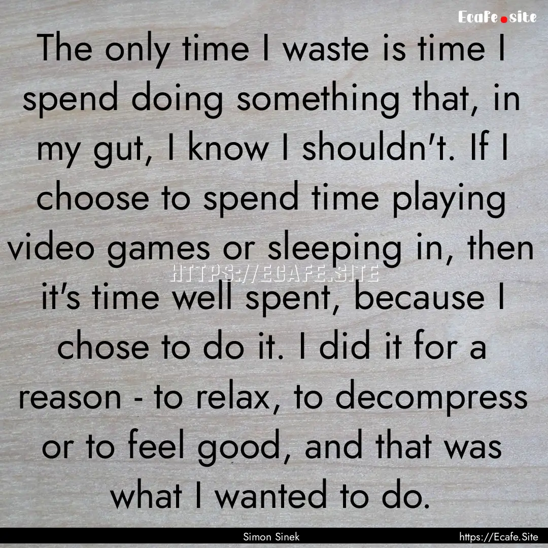 The only time I waste is time I spend doing.... : Quote by Simon Sinek