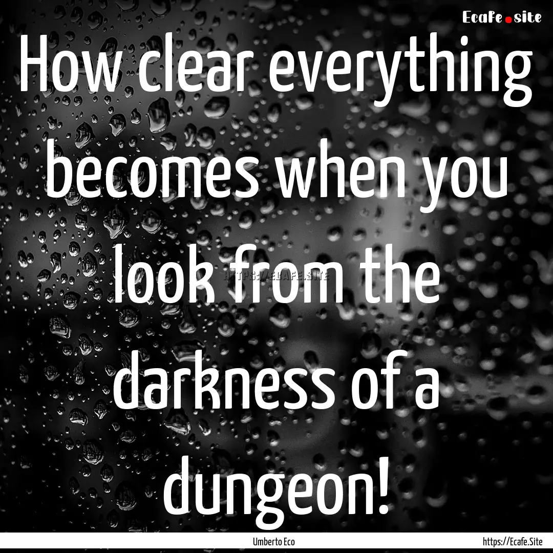 How clear everything becomes when you look.... : Quote by Umberto Eco