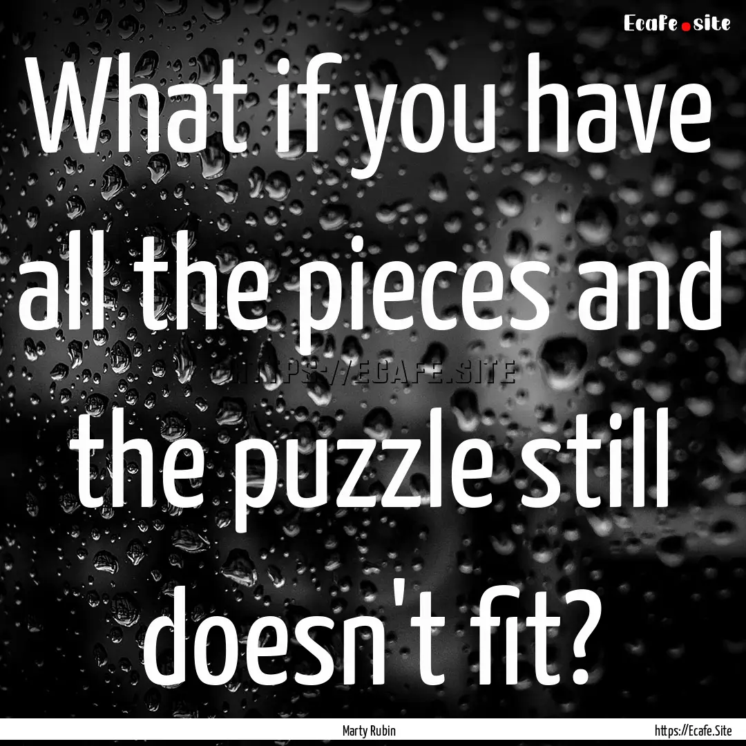 What if you have all the pieces and the puzzle.... : Quote by Marty Rubin