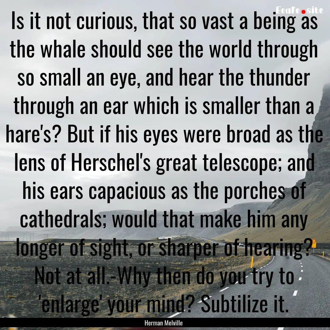 Is it not curious, that so vast a being as.... : Quote by Herman Melville