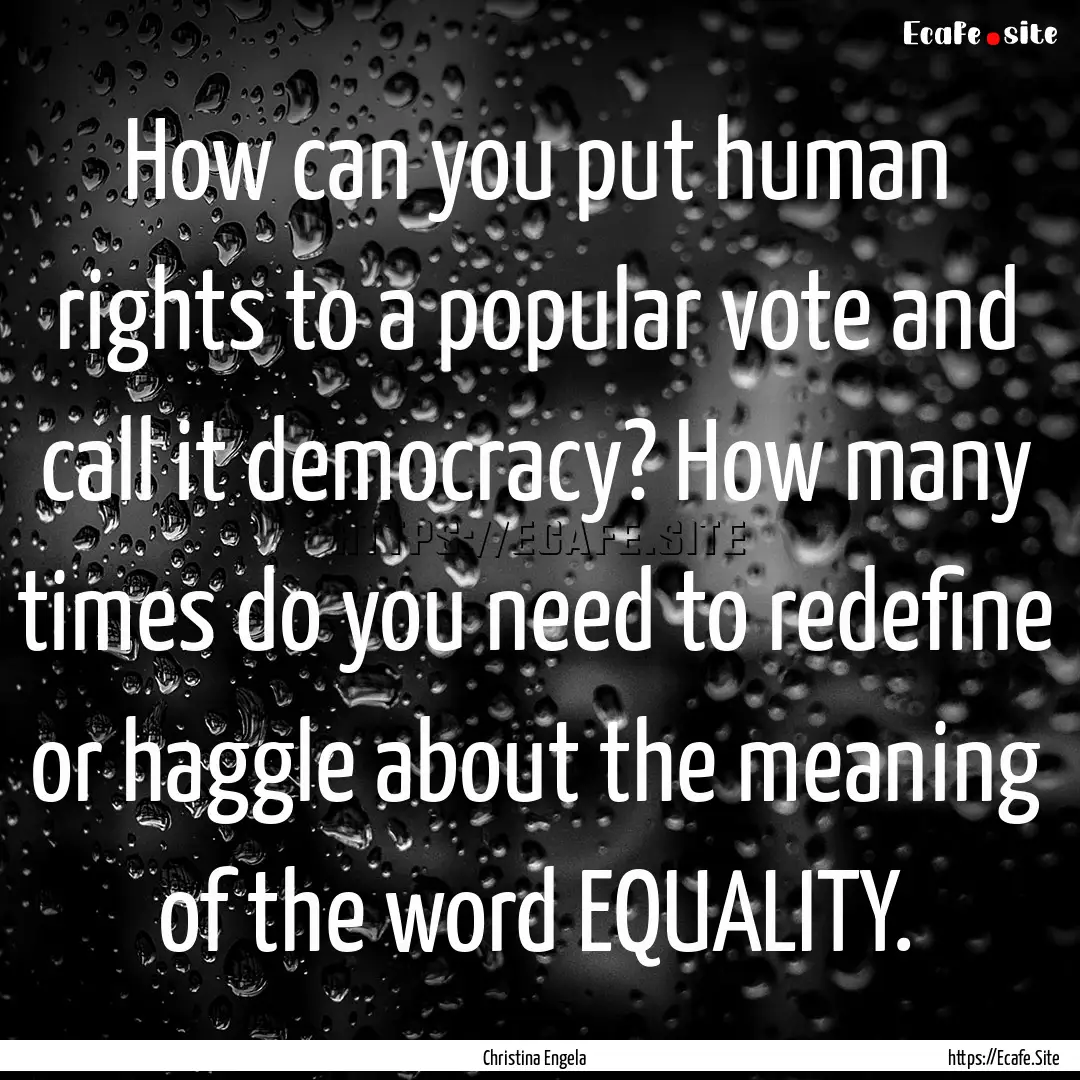 How can you put human rights to a popular.... : Quote by Christina Engela