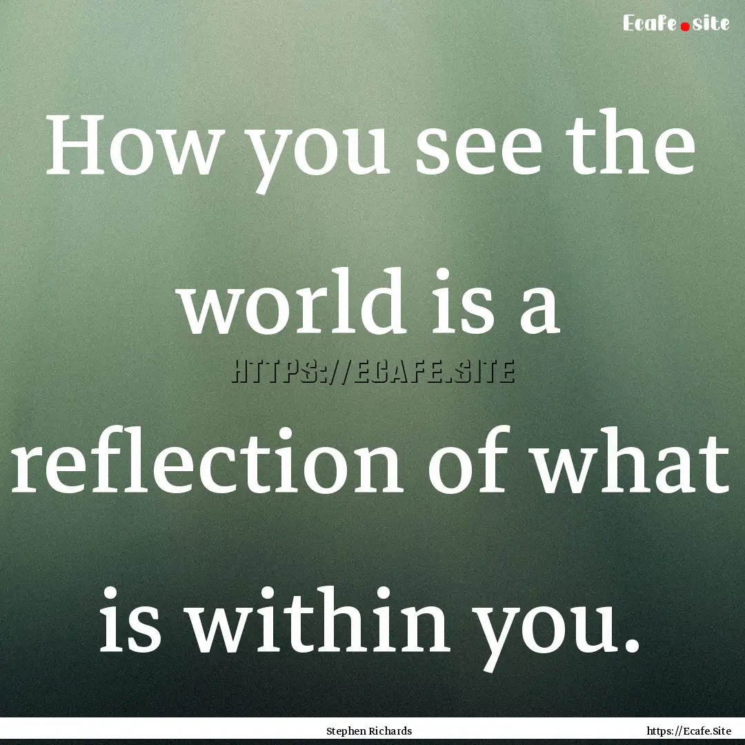 How you see the world is a reflection of.... : Quote by Stephen Richards