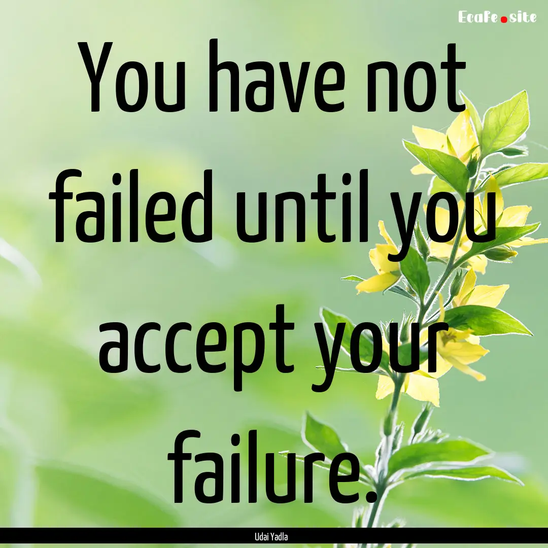 You have not failed until you accept your.... : Quote by Udai Yadla