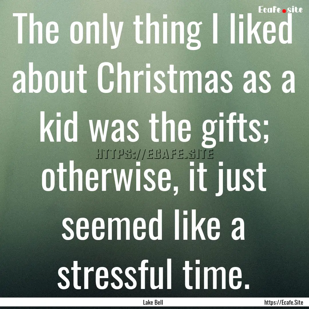 The only thing I liked about Christmas as.... : Quote by Lake Bell