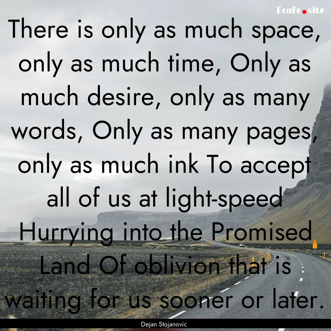 There is only as much space, only as much.... : Quote by Dejan Stojanovic