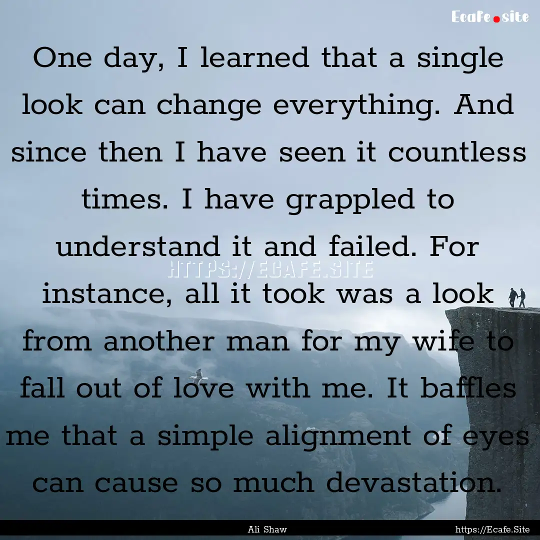 One day, I learned that a single look can.... : Quote by Ali Shaw