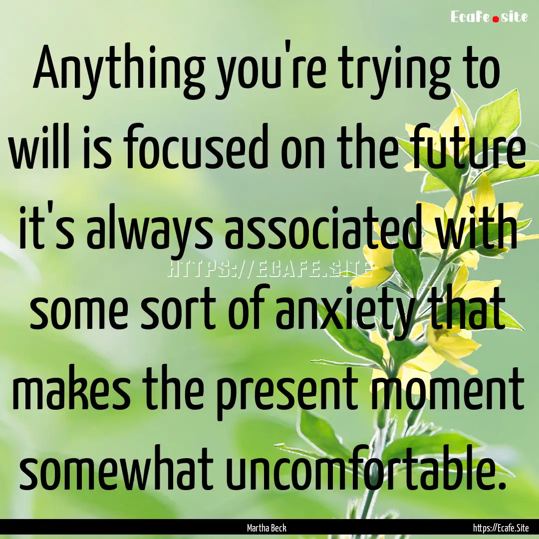 Anything you're trying to will is focused.... : Quote by Martha Beck