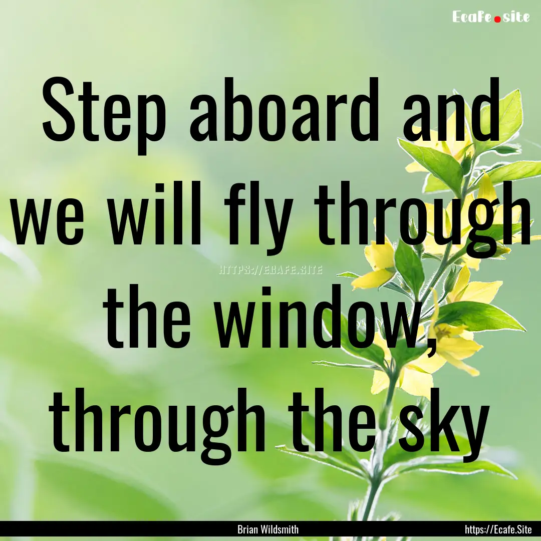 Step aboard and we will fly through the window,.... : Quote by Brian Wildsmith