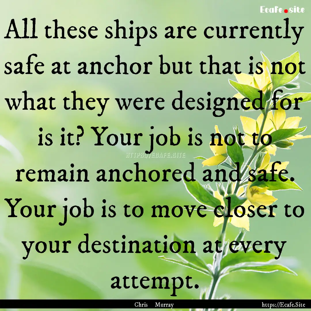 All these ships are currently safe at anchor.... : Quote by Chris Murray