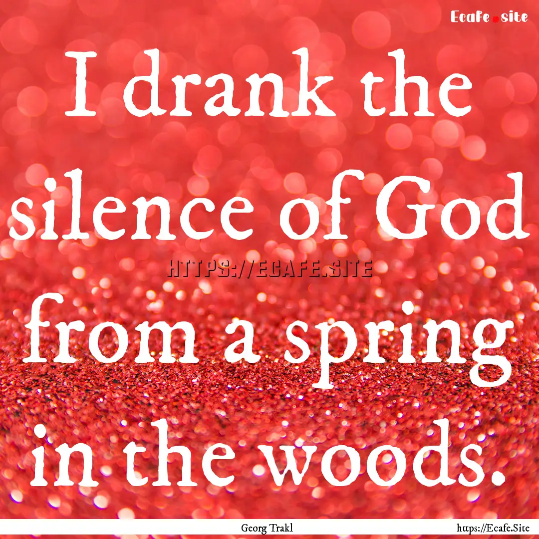 I drank the silence of God from a spring.... : Quote by Georg Trakl