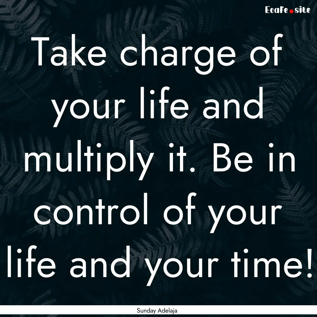 Take charge of your life and multiply it..... : Quote by Sunday Adelaja