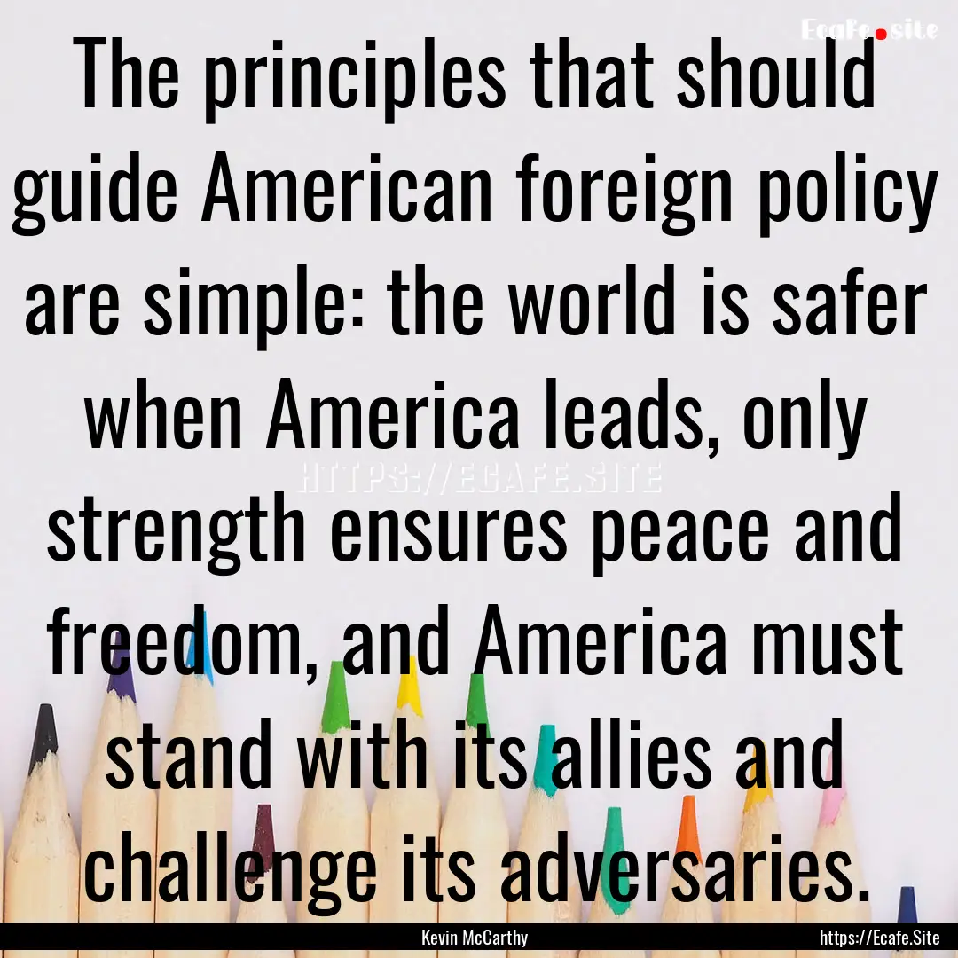 The principles that should guide American.... : Quote by Kevin McCarthy