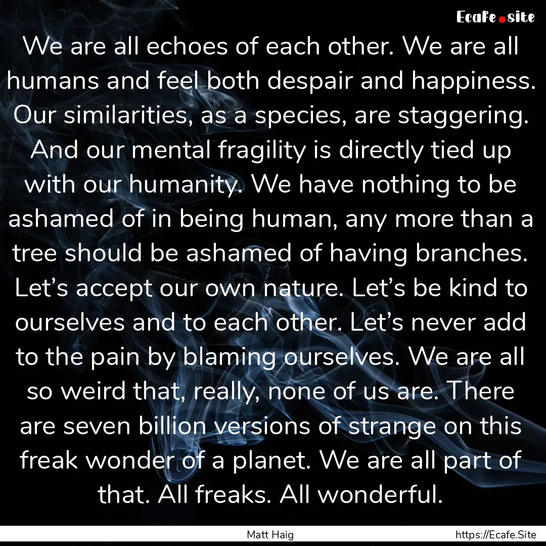 We are all echoes of each other. We are all.... : Quote by Matt Haig