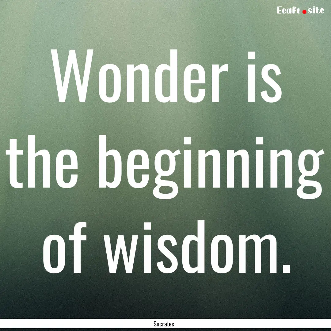 Wonder is the beginning of wisdom. : Quote by Socrates