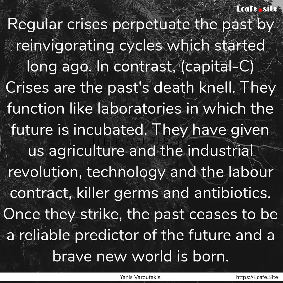 Regular crises perpetuate the past by reinvigorating.... : Quote by Yanis Varoufakis