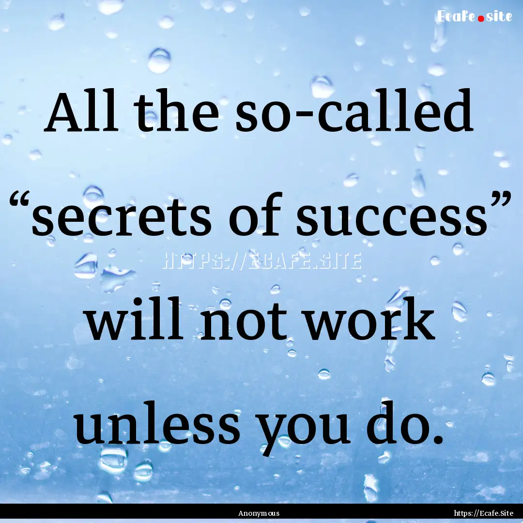 All the so-called “secrets of success”.... : Quote by Anonymous