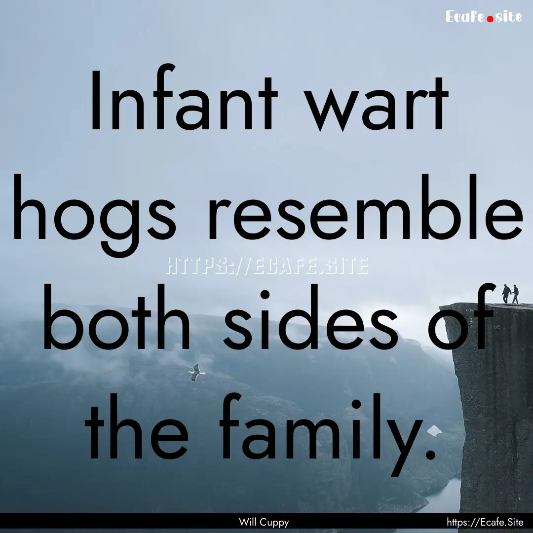 Infant wart hogs resemble both sides of the.... : Quote by Will Cuppy