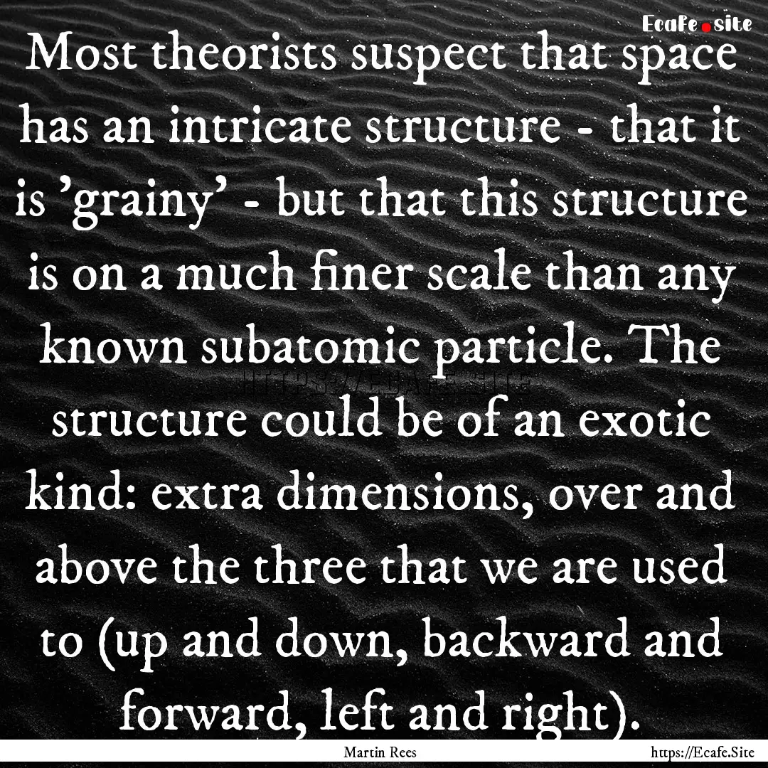 Most theorists suspect that space has an.... : Quote by Martin Rees