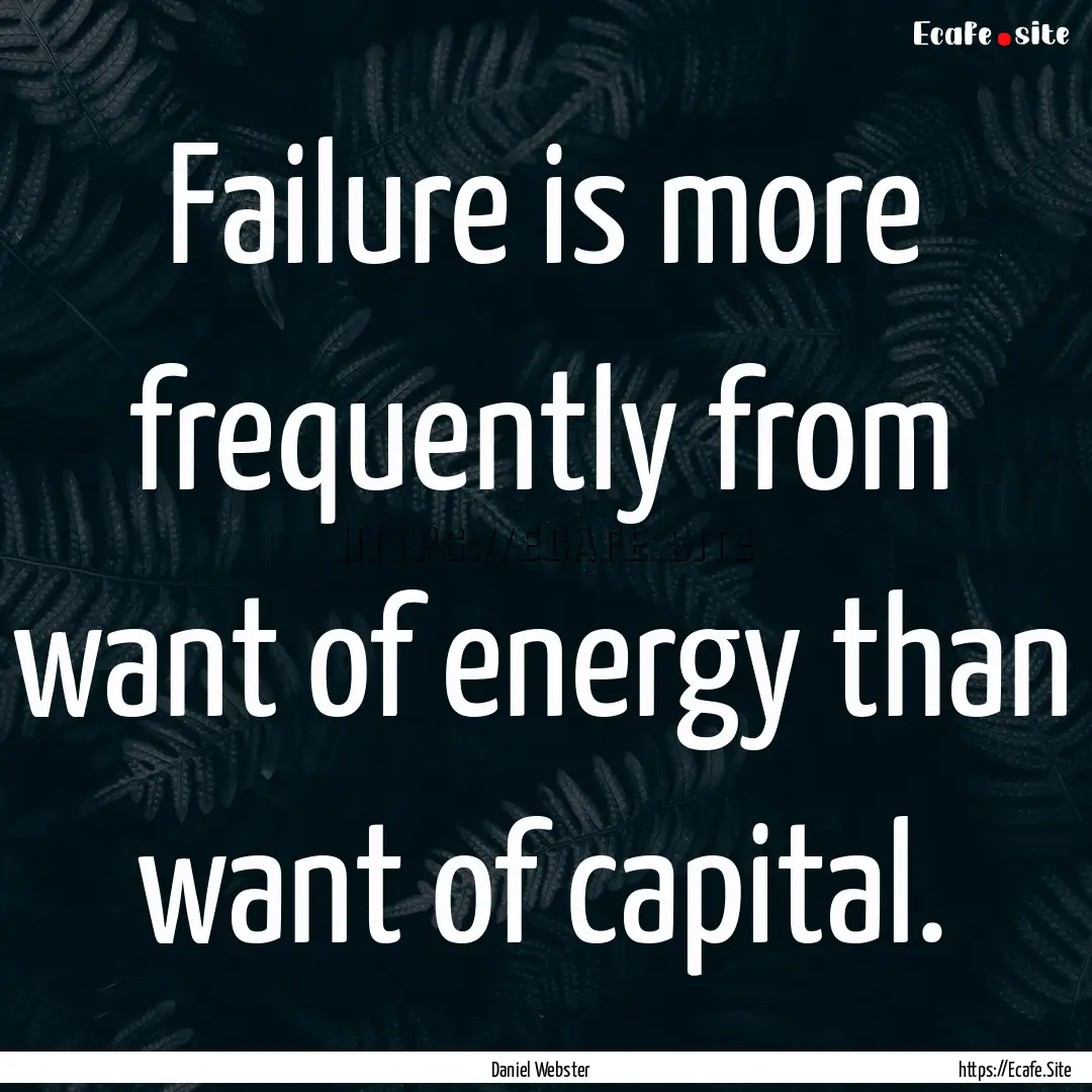 Failure is more frequently from want of energy.... : Quote by Daniel Webster